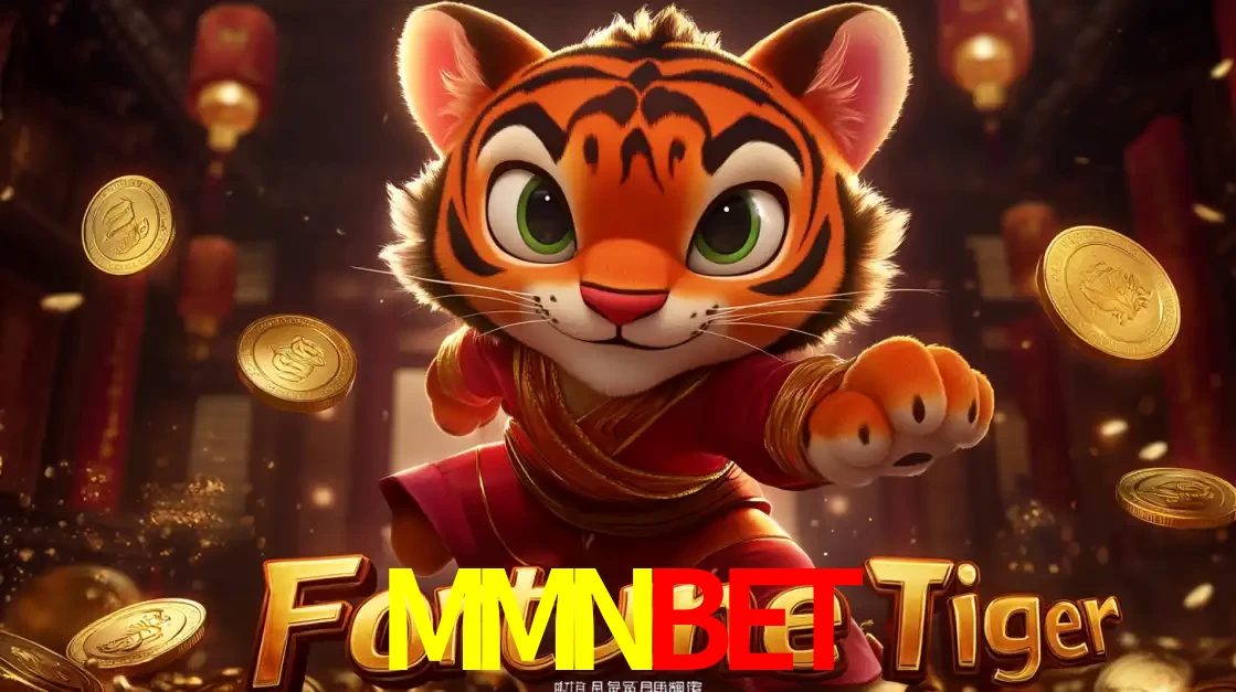 O carismático mascote do jogo de slot Fortune Tiger, um tigre fofo em pose de artes marciais, pronto para trazer sorte e multiplicadores de ganhos no cassino online MMNBET.